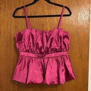 Pink Ruched Peplum Blouse